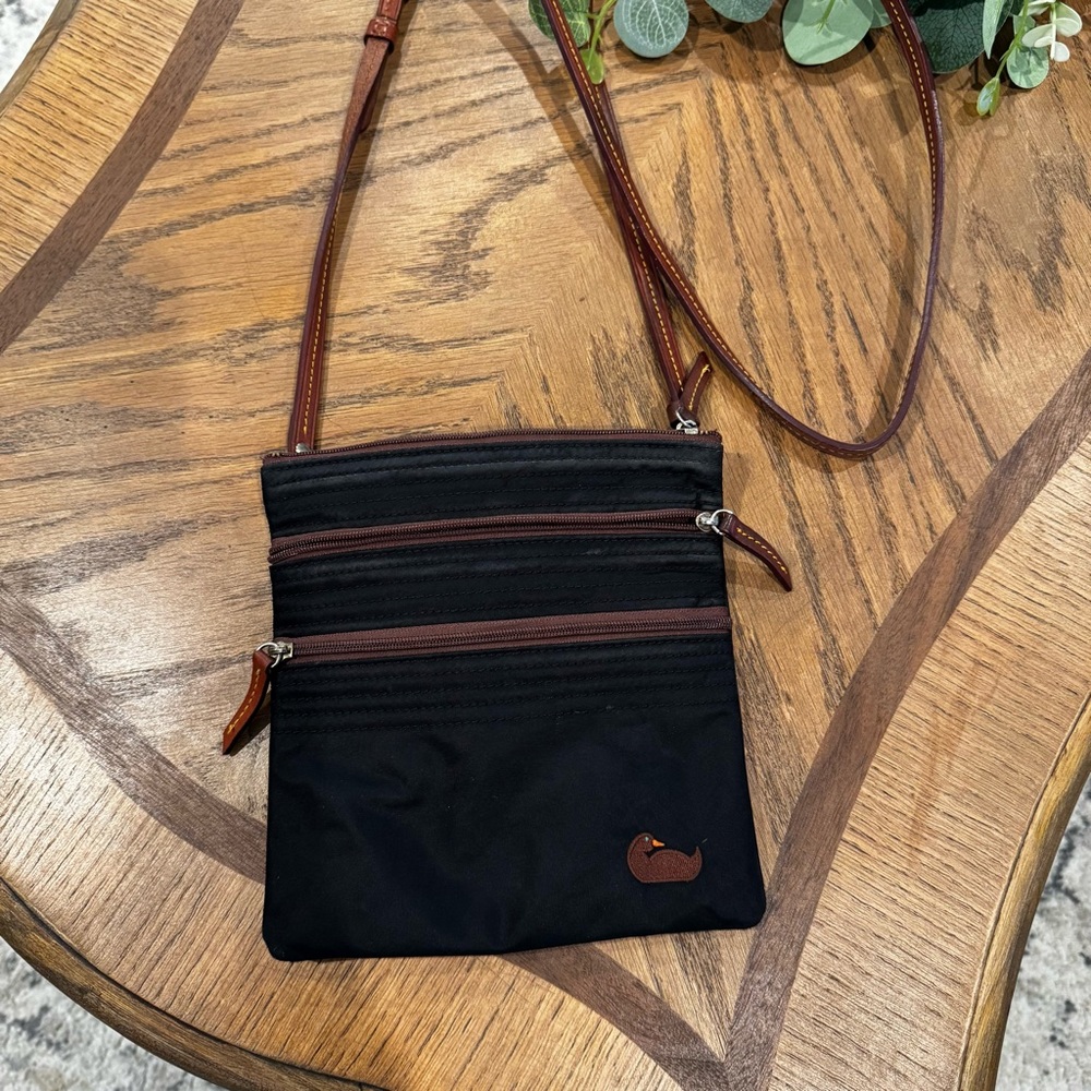 Dooney & Bourke Black and Brown Crossbody Bag Vintage